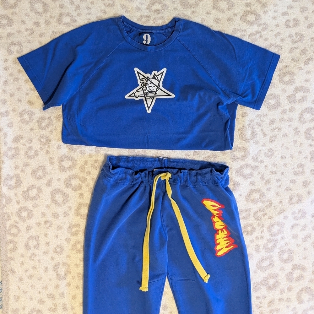 Korean Streetwear Set 91,2 Raglan Tshirt And Sweatpants Unique Details Cotton Sm